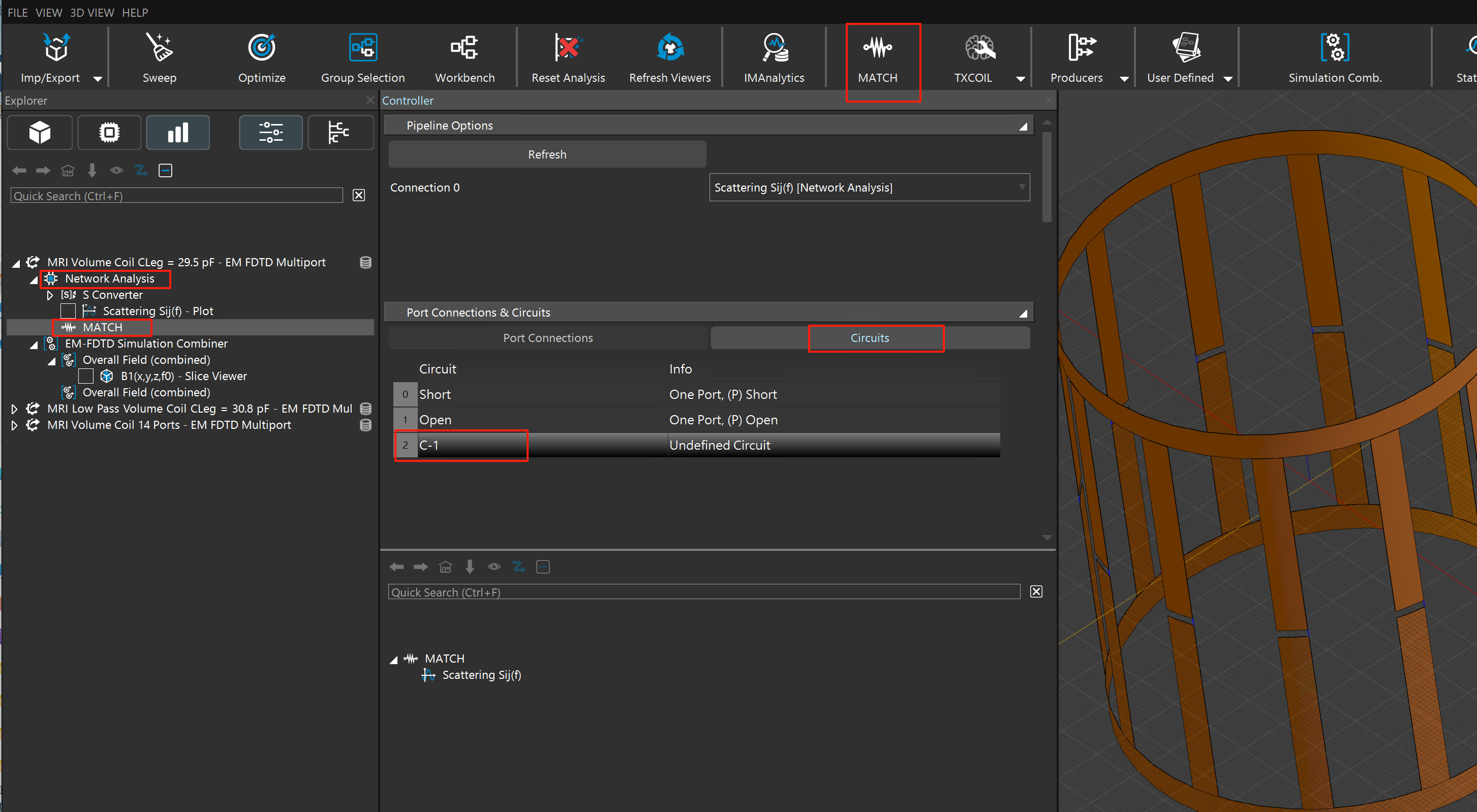 鸟笼线圈-Match功能调节谐振点