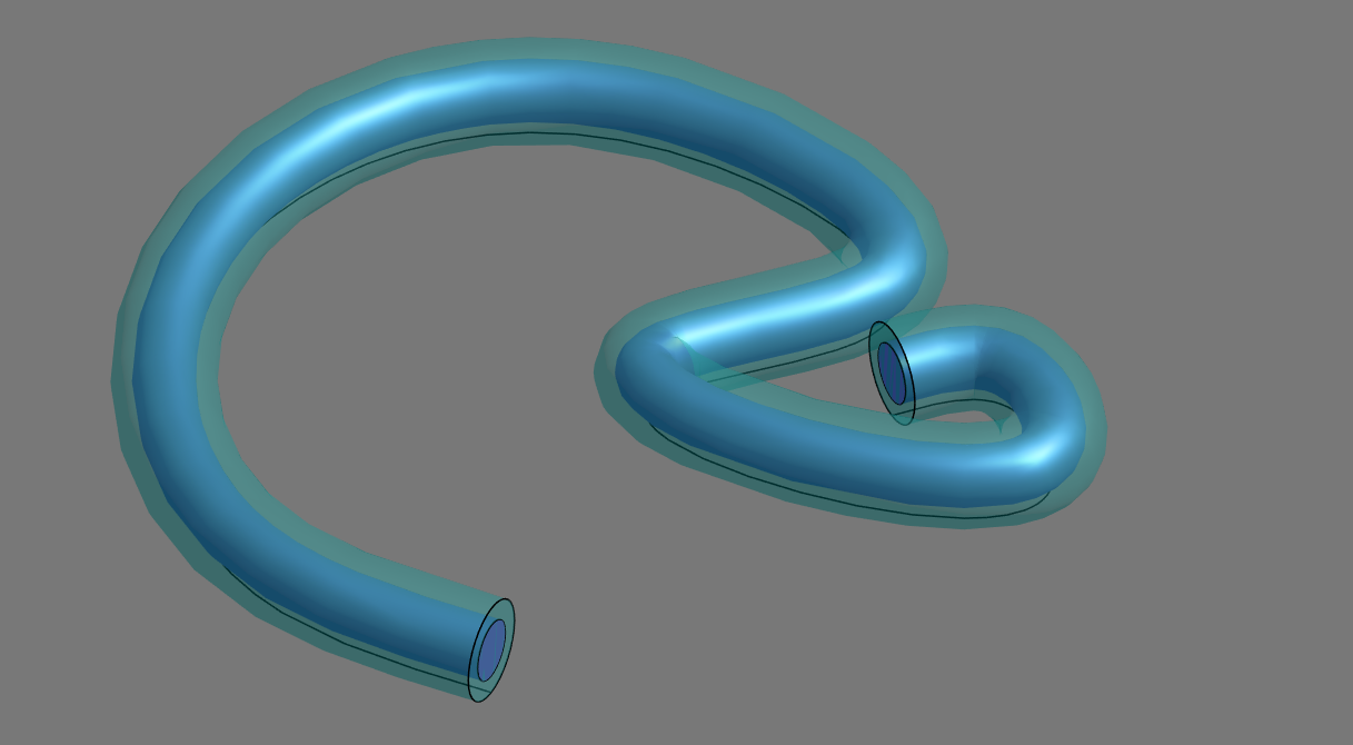 建立一個填充不規則空心管的實心模型